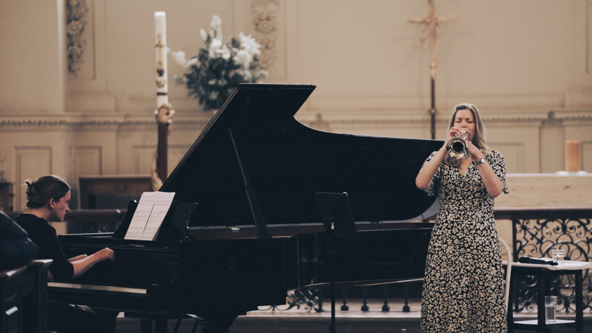 St Martin-in-the-Fields artist in residence Imogen Whitehead playing trumpet during a performance at St Martin-in-the-Fields Trust.
