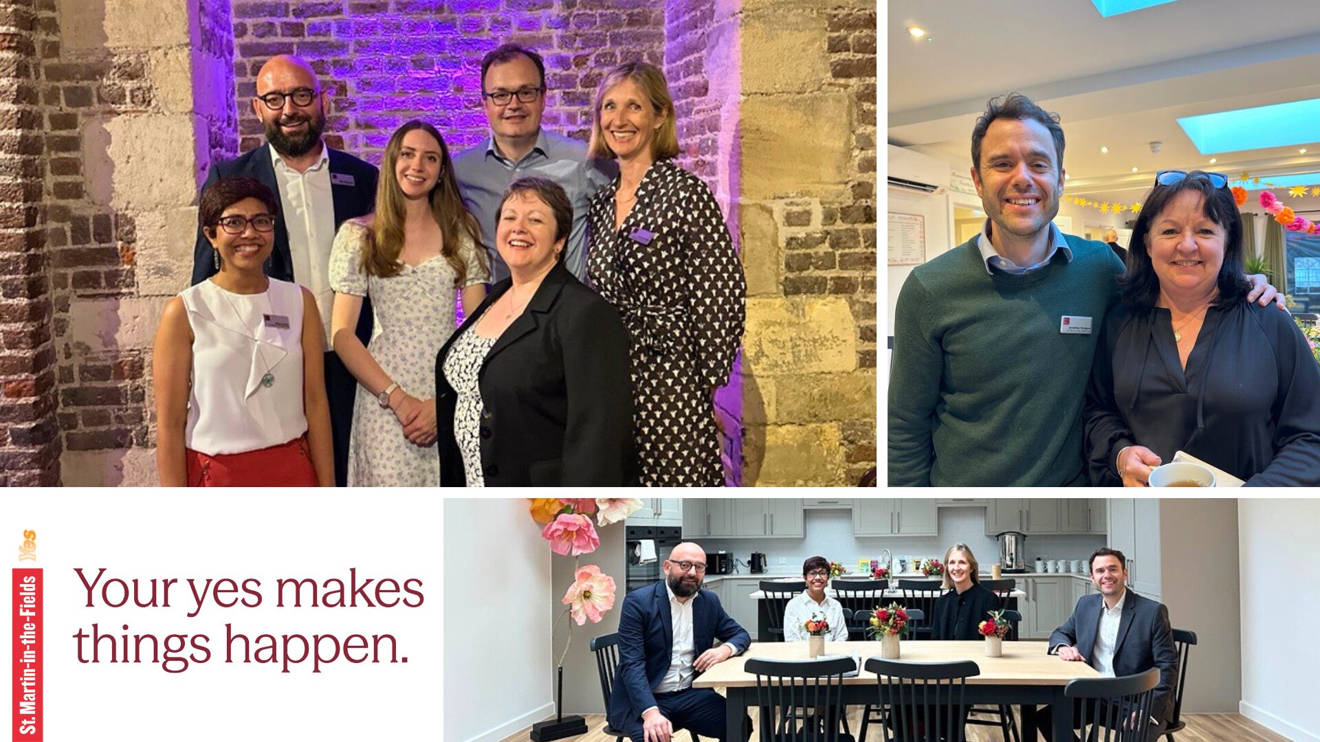 A collage of the team members behind the St Martin-in-the-Fields Trust, organising fundraising events at the church and at Julia's House.